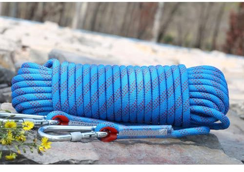 Outdoor-Seil, 12 mm, statisches Kletterseil, Baum Felsen, Flucht, 9,8 m/20,1 m/29,9 m/60 m/120,1 m/199,9 m, Rettungsseil für Outdoor, Survival, Wandern, Bergsteigen (Farbe: Blau, Größe: 12 mm x 80 m)