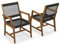 GOPLUS Lot de 2 Chaises Jardins Bois d'Acacia, Tissées en Corde, 2 Pcs Fauteuils d’Extérieur pour Terrasse, Jardin, Arrière-Cour, Charge 160KG,64 x 57 x 90 cm