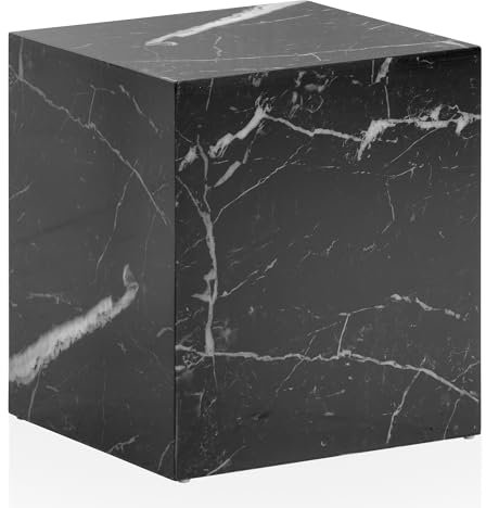 FineBuy Couchtisch MONOBLOC 40x40x45 cm Hochglanz mit Marmor Optik, Wohnzimmertisch Cube Quadratisch, Design Sofatisch, Lounge Beistelltisch Würfel-Form