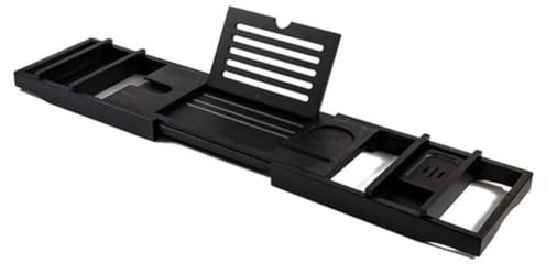 Tablett Erweiterbares Badewannen-Caddy-Tablett, Dusch-Badewannen-Tablett Aus Holz, Badewannen-Tablett-Tischzubehör, Bad-Geschenkidee Für Frauen (Schwarz)