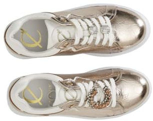 CAFèNOIR Sneakers Accessori Leva e Metti laminta Oro Rosa Strass Davanti Scarpa Donna Calzatura Casual Sporty Estiva Colore : Platino Taglia : 40