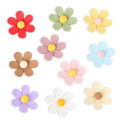 Litinliv 10pcs Flower Fridge Magnets, Daisy Refrigerator Magnets, 3D Magnetic Refrigerator, Large Flower Fridge Magnets, 10 Colors Cute Refrigerator Magnets, Colorful Magnets for Whiteboard Office