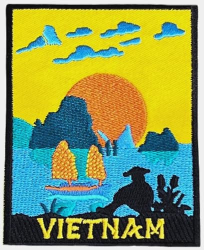 Generic Vietnam-Aufnäher (8,9 cm) zum Aufbügeln oder Aufnähen, Abzeichen für Reisen, Halong Bay, Souvenir, Emblem, perfekt für Rucksäcke, Jacken, Hüte, Taschen, Handwerk, Geschenkflicken, groß