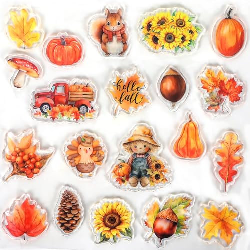 20 Stück dicke Gel-Aufkleber, Herbst-Gel-Aufkleber, wiederverwendbar, Hunde-Fensterdekoration, Herbst-Fenster-Gel-Aufkleber für Kinder, Kleinkinder, niedlicher Welpe, Partyzubehör, Erntedankfest,