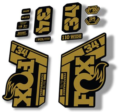 Gabel Ersatz Aufkleber kompatibel für Fox 34 2021 Performance Elite Series Gold (glänzend)