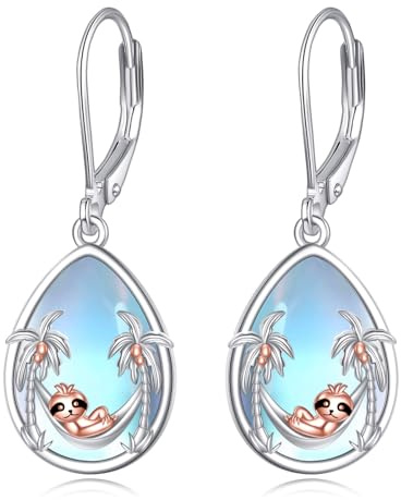 Faultier Ohrringe Mondstein Ohrhänger Tier Ohrringe Faultier Schmuck Geschenke für Frauen
