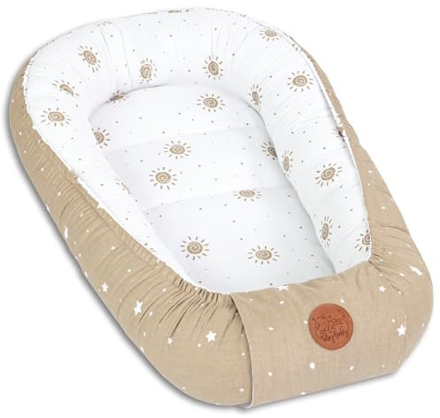Babynest babynestchen neugeborene mit tragegriff 90 x 50 cm baby nestchen tragbar nest für bett kinder kuschelnest coccon für Jungen und Mädchen Sonne