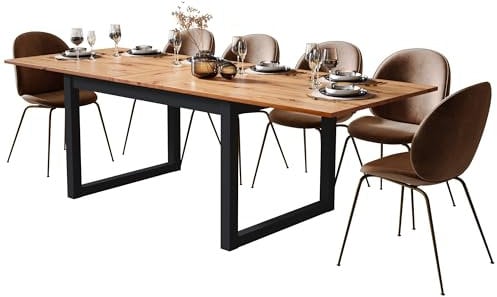 Newfurn Esstisch ausziehbar 200-240 cm inkl. Tischplatte Anthrazit Wildeiche Esszimmertisch Vintage Industrial - 200x75x90 cm (BxHxT) - Tisch Küchentisch Speisetisch - Esszimmer