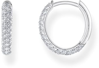 Thomas Sabo Sterling Silver Hoop earrings with white zirconia pavé Recycled 925 silver, Women, CR730-051-14