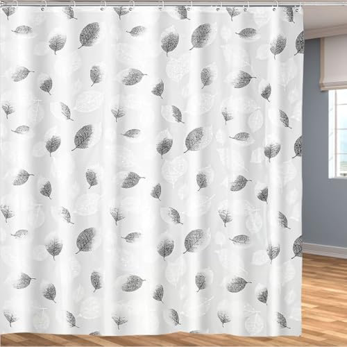 Cortina de ducha para baño, 100% PEVA, impermeable, antimoho, de secado rápido, lavable, incluye 12 ganchos de cortina, 180 x 200 cm, follaje