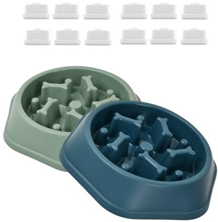 Amexo Gamelle Anti-Glouton pour Chiens, 2Pcs Gamelles Alimentation Lente pour Animaux de Compagnie, Bol Interactif Lente pour Chien Favoriser Alimentation Saine Digestion