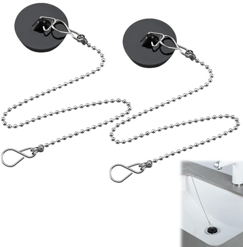 2 Stück Abflussstopfen,Ø 40 to 45 Mm Badewannenstöpsel Mit 40 cm Stöpsel Kette, Stöpsel Badewanne,Stöpsel Für Spülbecken,Stöpsel Waschbecken,Abfluss Stöpsel Für Waschbecken Spülbecken Küchenspüle