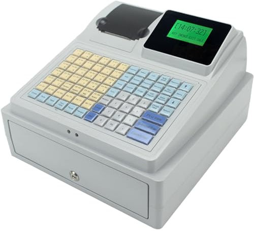 ylpddmm Elektronische Registrierkasse,Elektronische Registrierkasse für Einzelhandel/Restaurant, 81 Tasten Elektronische Kassensystem, 8 Digitale LED Registrierkasse Einzelhandel Kassen