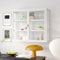 Retro Welle Glastür Wandschrank mit abnehmbaren Regalen, passend für Büros, Esszimmer, Wohnzimmer, Küchen und Badezimmer (A1-Weiß)