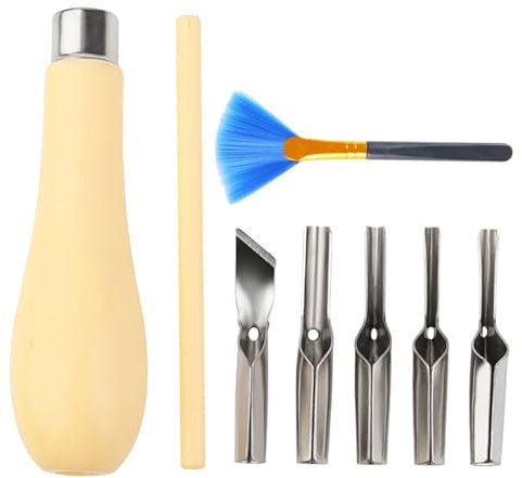 CLKE 1 Set Lino Cutting Tools, Engraving Sets, with 1 Cleaning Brushwood Carving Cutting Tool Set, Lino Cutting Tools Kit for Soft Wood, Linoleum, and Rubber