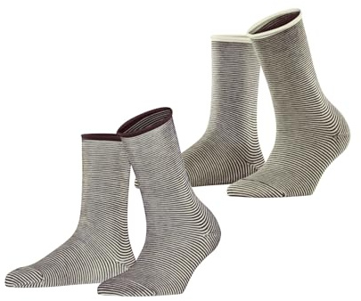 ESPRIT Damen Allover Stripe 2-Pack Socken Baumwolle atmungsaktiv