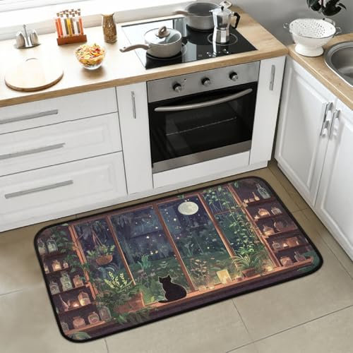 Mexpekil Non Slip Kitchen Mat 99x51cm Washable Runner Rug Night Windowsill Cat Kitchen Rug Thin Door Matts Indoor