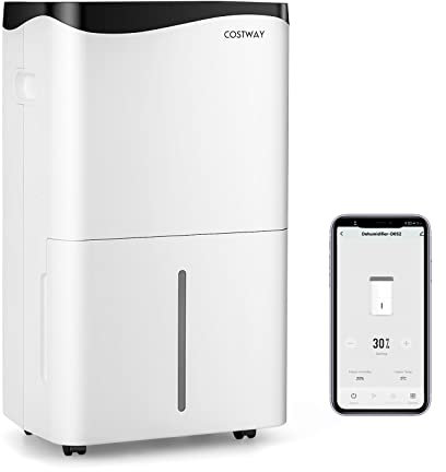 FANTASK 4 Modi Bautrockner 50L/Tag mit 24H Timer, Smart Luftentfeuchter mit LED-Anzige & Ventilator, 5L Wassertank & Ablaufschlauch