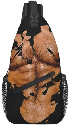 Brust Sixpack Bauchmuskeln Bodybuilder Behaarte Brust Umhängetasche Cross-Brusttasche Verstellbarer Sling-Rucksack Sport Gym Schultertaschen Reisen Radfahren Tagesrucksack Diagonal Lässiger Rucksack