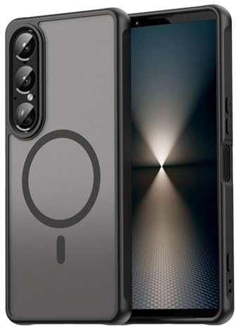 Tieeyivv Hülle für Sony Xperia 1 VII Case für Magsafe,Matte Handyhülle [Kamera Schutz] Stoßfest Kratzfest Magnetisch Handyhülle- Schwarz