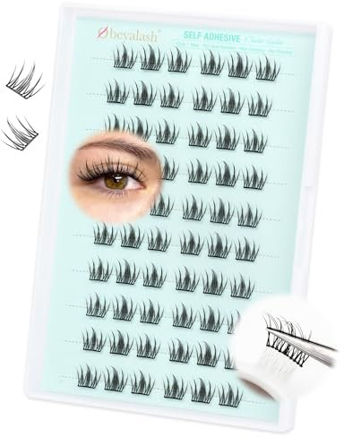 Self Adhesive Lashes Kit Pre Glued Cluster Lashes Manga Stick on Eyelashes Glueless Natural C Curl Eyelashes No Glue Needed Reusable Press on by Obeyalash