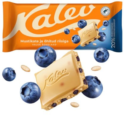 Kalev - Chocolat blanc avec riz et myrtilles - Paquet (1 x 190 g)