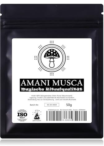 Amani-Musca magisches Räucherwerk-Pulver | Das Original aus Sibirien | zertifizierte Zeremonien-Qualität | 100% rein + laborgeprüft | Naturprodukt ohne Zusatzstoffe | 50g