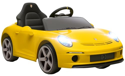 AIYAPLAY Kinder Elektroauto RUF GT 12V mit 2,4 GHz Fernbedienung Gelb | 2 Motor, Softstart, Federungssystem, MP3-Player, Hupe, USB, LED-Leuchten, Kinderauto, Kinderfahrzeug, Für 3-5 Jahre