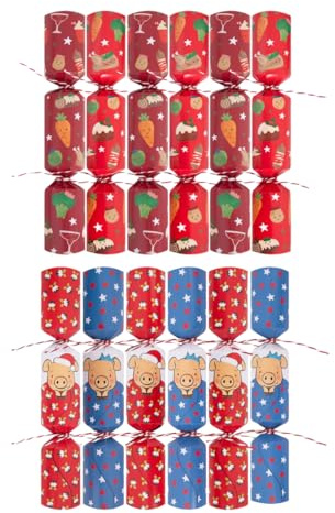 YöL Pack of 12 Game Christmas Crackers - 9 Games Adults Xmas Holiday Dinner Table Decorations - Novelty Fun Prizes Gifts Contains Hats Jokes