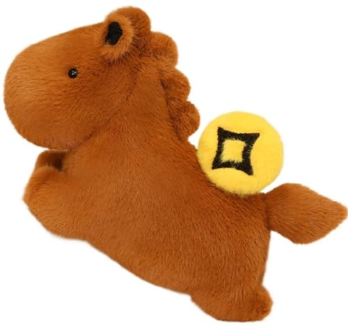 KUKUShining Pony Plüsch, Niedliches Cartoon Pferde Kuscheltier Weiches Schlafkissen Mit Dekoration Geschenkidee for Geburtstag(Brown)