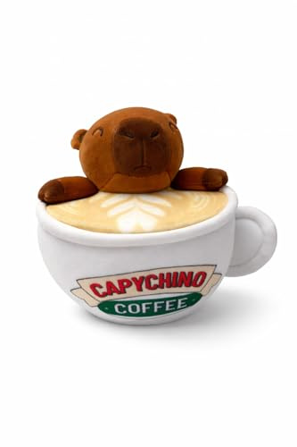 Generisch Kawaii Capybara en Cappuccino Taza de peluche de 17,5 cm – Lindo peluche Capybara en taza, regalo de peluche suave