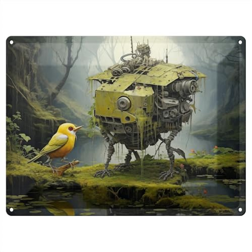 Wallario Blechschild Wandbild aus Metall Begegnung zweier Welten - 30 x 40 cm in Premium-Qualität: Brillante Farben