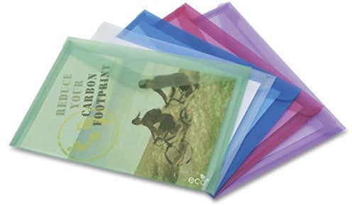 Rapesco 1039 ECO Pochette à Bouton Pression, A4, Couleurs Transparentes Assorties, Lot de 5