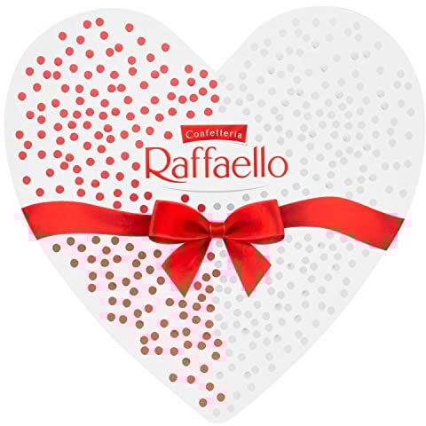 Ferrero Raffaello Herz – Weiße Mandeln, Kokosnüsse und eine feine zart-schmelzende Creme – Geschenkbox in Herzform – Muttertagsgeschenk für Mama - 1 Packung 140 g