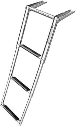 Amarine-made 3 Stufen Teleskop-Schwimmleiter Bootsleiter Edelstahl mit integriertem Griff