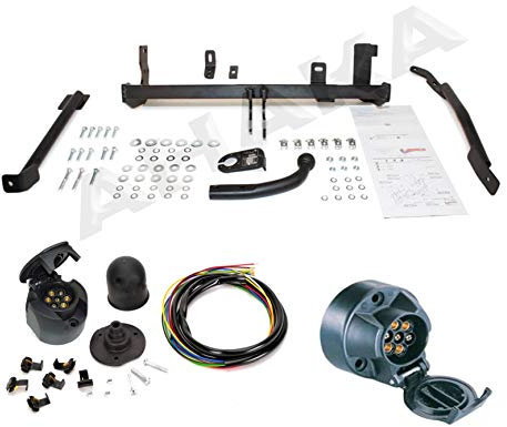 Gancio di traino con fascio a 7 poli | Citroen EVA/Citroen Jumpy/Peugeot 806/Peugeot Expert/Fiat Ulysse Fiat Scudo/Lancia Zeta dal 1994 al 2006 | collo di cigno smontabile con strumento