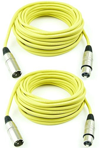 Adam Hall Cables 2 Stück K3MMF1000YEL Mikrofonkabel 10m Gelb XLR female auf XLR male DMX Audio Kabel 3 pol polig (10 m, Gelb, 2)