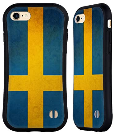 Head Case Designs Sweden Swedish Sverige Flag Vintage Fahnen Hybride Handyhülle Hülle Huelle kompatibel mit Apple iPhone 7/8 / SE 2020 & 2022