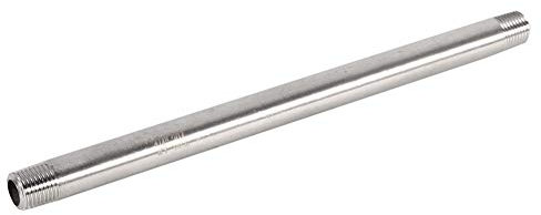 Edelstahlrohr mit Gewinde, 1pc 200mm Edelstahl SS304 BSP Rohrdoppelnippel Messing Außen Gewindefitting Rohrverbinder 1/4,1/2, 3/4,1 Rohr mit Innengewinde (DN8*200mm=1/4)