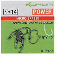 Korum Xpert Power Micro Barbed Hooks - Sizes 6 8 10 12 14 16: 16