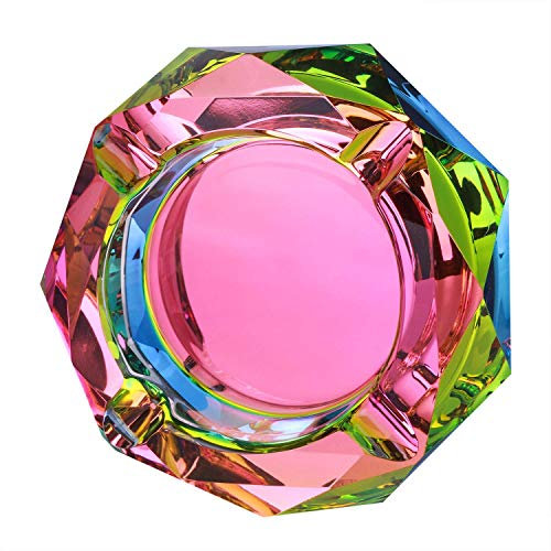 Simmer Stone Crystal Outdoors Indoors Cigarette Ashtray Ash Holder Case, Colorful Pattern Home Office Tabletop Beautiful Decoration Craft (Bling Bling 02)