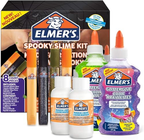 Elmer's Glue Spooky Slime Kit | with Clear PVA Glue, Glitter Glue Pens and Magical Liquid Slime Activator Solution | 8 Piece Slime Making Set
