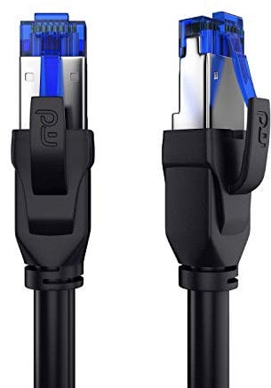 Primewire - Cat 8 Ethernet Cable 20M Round Gigabit Network LAN Cable RJ45, Ethernet Network Lead High Speed 40Gbps 2000Mhz SFTP Patch Cable For PC TV Switch PS5 PS4 Xbox Router Modem Mac Laptop