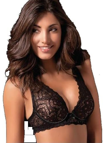 Bralette reggiseno a balconcino in pizzo coppa c love and bra - nero - 5-90