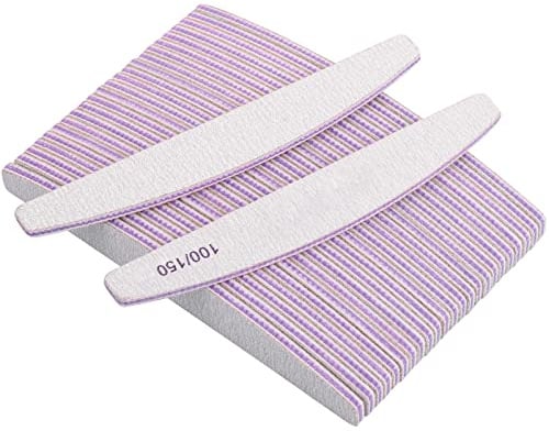 25 limas de uñas de grano 100/150 de doble cara lavable para uñas acrílicas, uñas naturales de gel