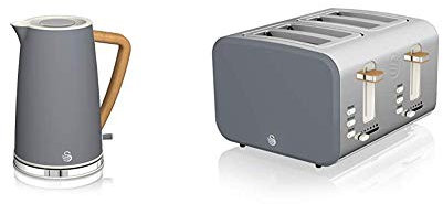Swan Nordic 1.7 Litre Jug Kettle and 4 Slice Toaster Slate Grey