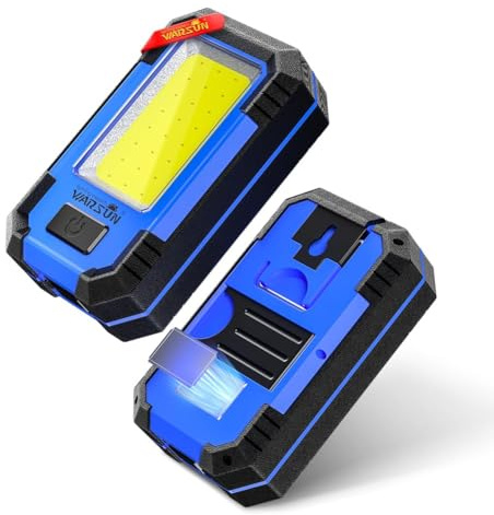 WARSUN LED-Arbeitsleuchte, wiederaufladbar, magnetisch, tragbar, 1200 Lumen, für Mechaniker, Camping, Wandern, Geschenk für Herren (blau)