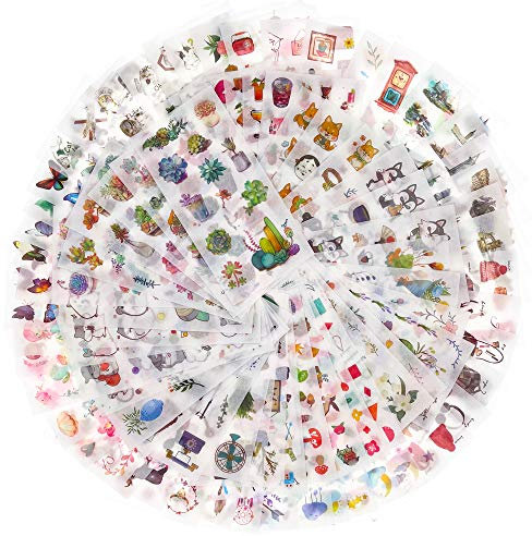 BOELLRUNO 90 Fogli Adesivi per Scrapbooking di Stili Diversi Diario Stickers Adesivi per Album Libri a Mano Regalo Biglietti d’Auguri Calendari Adesivi Regali Fai da Te