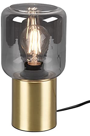 Reality Leuchten Nico R50591008 Lampe de table en métal laiton mat et verre fumé 1 ampoule E27 non incluse