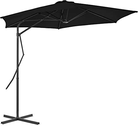 YITHOPI Sonnenschirm Ampelschirm | Kurbelschirm mit Stahl-Mast 360 Grad Drehbar 6 Stahlrippen | Strandschirm Sonnenschutz | für Balkon, Garten, Terrasse | Schwarz 300x230 cm